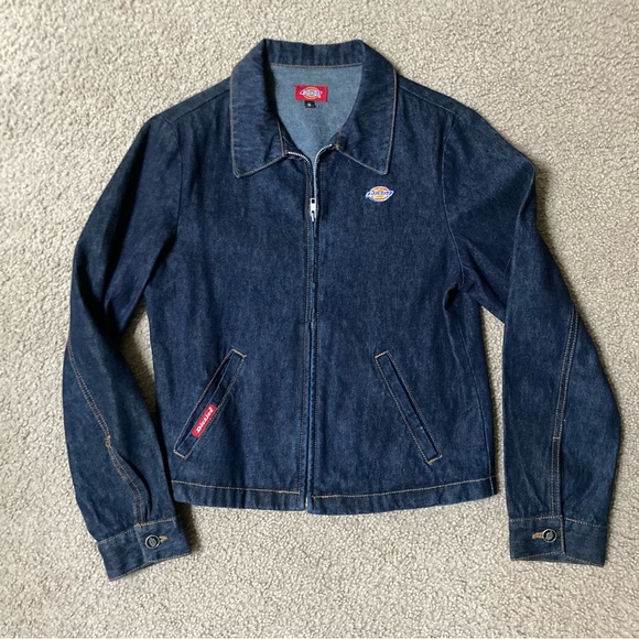 Dickies Dark Blue Denim Full Zipper Jacket - Picture 1 of 11